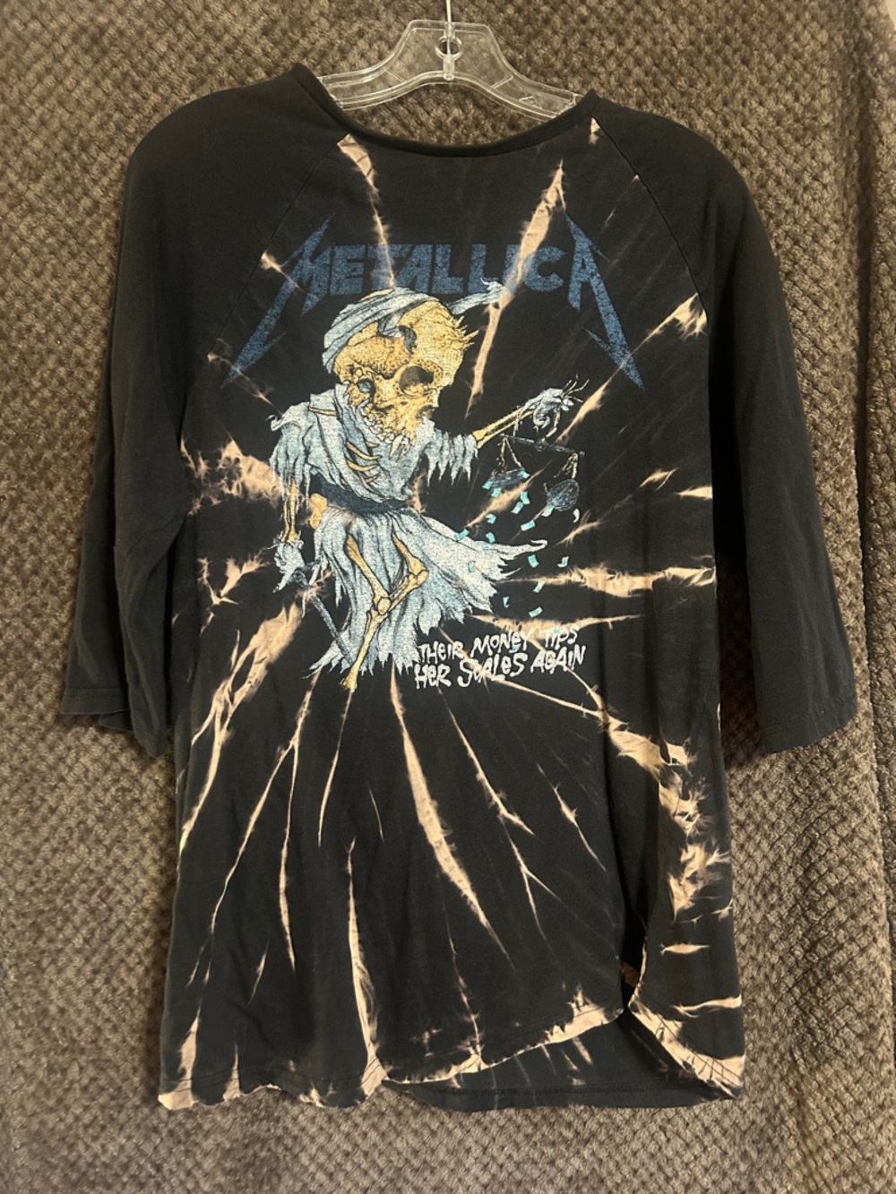 Black Bleach Tie-Dye Graphic Raglan Tee